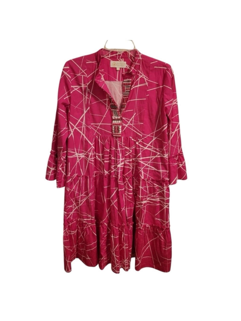 Sheridan French Hot Pink Beaded Dress